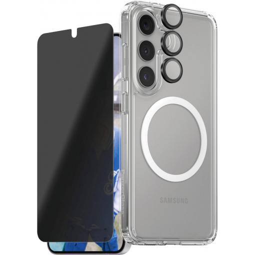 PanzerGlass CARE Flagship 3-in-1 Pouzdro + sada ochranného skla Samsung Galaxy S25+ transparentní, černá 1552552, odolné vůči nárazům CRRCHPUG37942