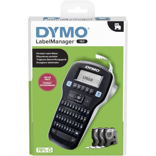 DYMO LabelManager™ 160 ValuePack AZERTY štítkovač vhodné pro pásky: D1 6 mm, 9 mm, 12 mm