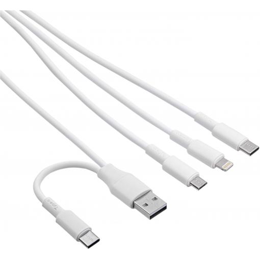 Akyga USB kabel USB-C ® zástrčka, USB-A zástrčka, Apple Lightning konektor, USB Micro-B zástrčka 1.20 m bílá AK-USB-52