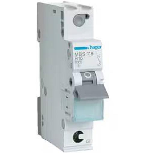 Hager MBS116 elektrický jistič 1pólový 16 A