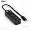 club3D USB-C® adaptér [1x USB-C® zástrčka - 4x interní USB 3.0 zásuvka 19-pólová, RJ45 zásuvka] CSV-1549 0.17 m