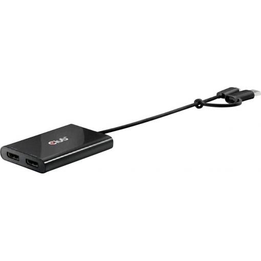 club3D USB-C® adaptér [1x USB-C® zástrčka, USB-A konektor - 2x zásuvka DisplayPort] CSV-1478 0.18 m