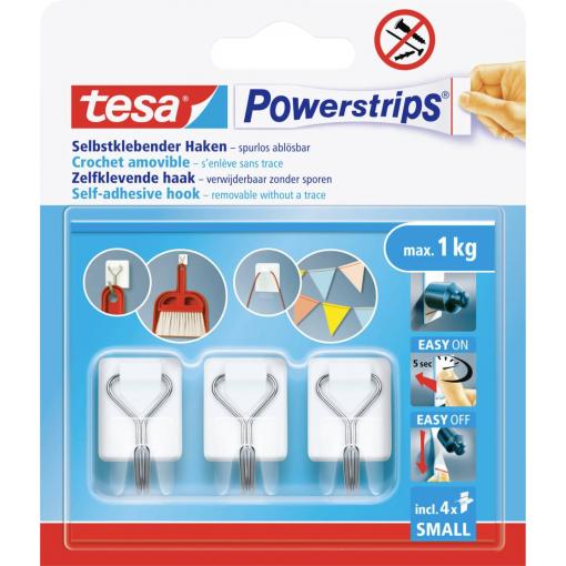 tesa Powerstrips Small Lepicí háček 3 ks bílá, nerezová ocel Množství: 3 ks