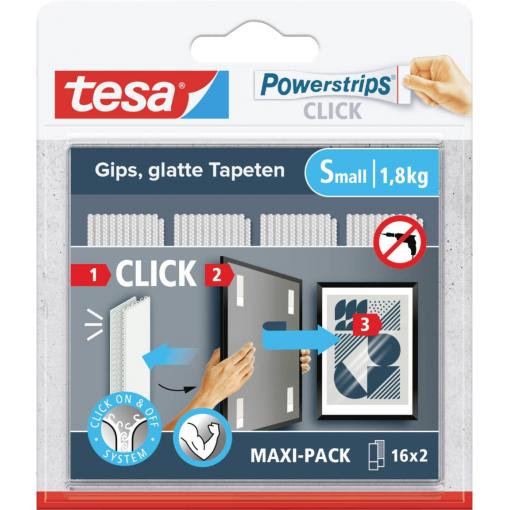 tesa Powerstrips CLICK Small 16x 2 ks (d x š) 60 mm x 20 mm Množství: 16 pár