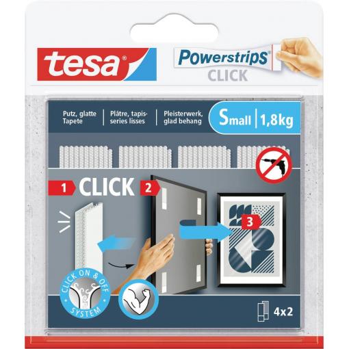 tesa Powerstrips CLICK Small, 4x 2 ks (d x š) 60 mm x 20 mm Množství: 4 pár