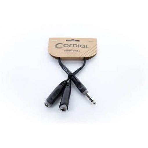 Cordial 14882 jack audio Y adaptér [1x jack zástrčka 6,3 mm (stereo) - 2x jack zásuvka 6,3 mm (stereo)] 0.30 m černá PVC plášť, dvoužilové vedení
