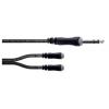 Cordial 14886 jack audio Y adaptér [1x jack zástrčka 6,3 mm (stereo) - 2x jack zásuvka 3,5 mm] 0.30 m černá PVC plášť, dvoužilové vedení