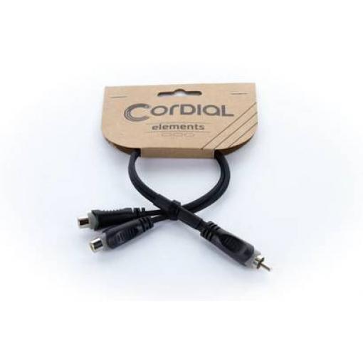 Cordial 14891 jack / cinch audio Y adaptér [1x cinch zástrčka - 2x cinch zásuvka] 0.30 m černá PVC plášť, dvoužilové vedení