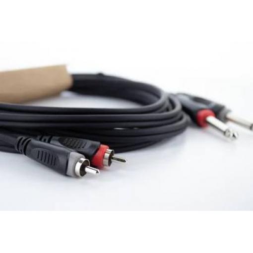 Cordial 14840 jack / cinch audio kabel [2x jack zástrčka 6,3 mm (mono) - 2x cinch zástrčka] 1.50 m černá PVC plášť, dvoužilové vedení
