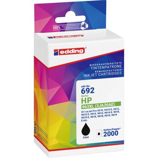 Edding Ink náhradní HP 963XL, 3JA30AE kompatibilní černá EDD-692 18-692