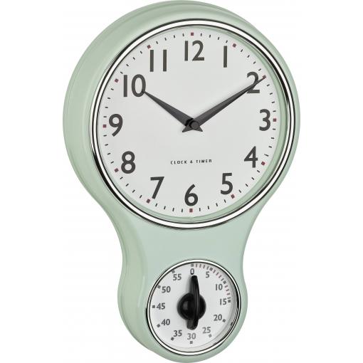 TFA Dostmann 60.3073.20 Quartz, mechanické nástěnné hodiny 19.6 cm x 5.8 cm x 30 cm , mátová, zelená