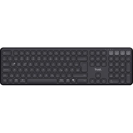 Trust Vaiya Bluetooth® klávesnice německá, QWERTZ černá nabíjecí