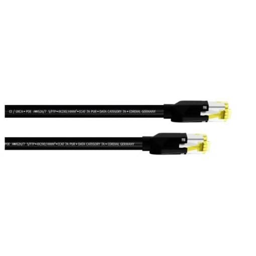 Cordial 15576 RJ45 síťové kabely, propojovací kabely CAT 7a S/FTP 1.00 m černá krytí PUR 1 ks