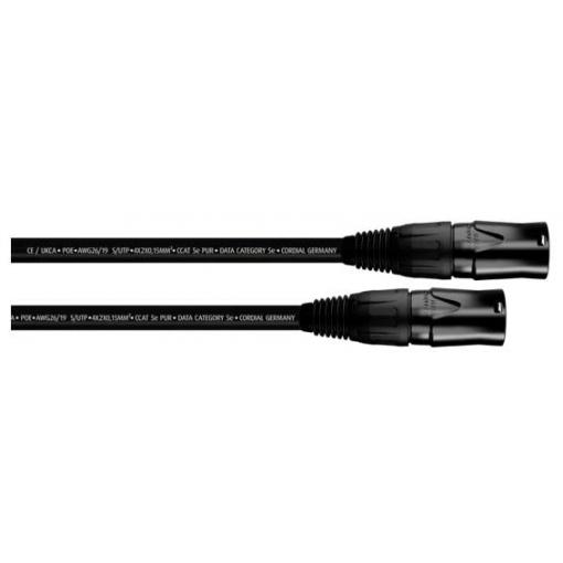 Cordial 15556 RJ45 síťové kabely, propojovací kabely CAT 5e S/UTP 1.00 m černá krytí PUR 1 ks