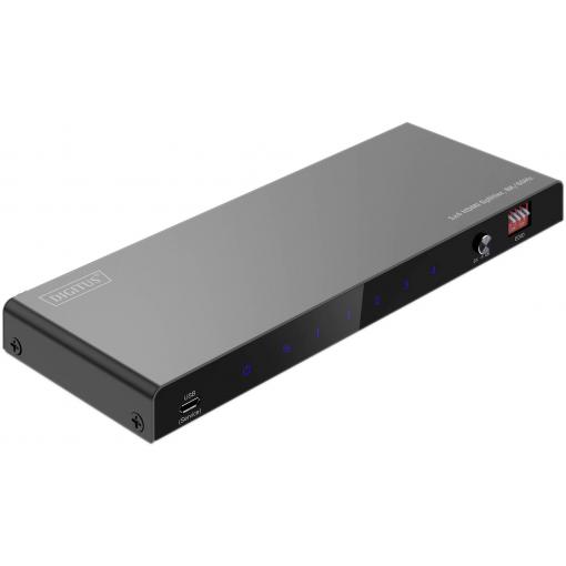 Digitus DS-55340 4 porty HDMI rozbočovač lze spínat jednotlivě, LED ukazatel, se stavovými LED, UHD, Pro použití v interiérech, kovový ukazatel 7680 x 4320