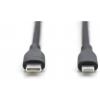Digitus USB kabel USB 2.0 Apple Lightning konektor, USB-C ® zástrčka 2.00 m černá flexibilní provedení, flexibilní provedení, s USB, silikonový, Vynikající