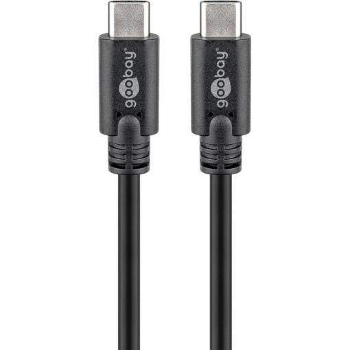 Goobay USB kabel USB 3.2 Gen1 USB-C ® zástrčka 2 m černá oboustranně zapojitelná zástrčka, hliníková zástrčka, kulatý vodič, PVC plášť 66508