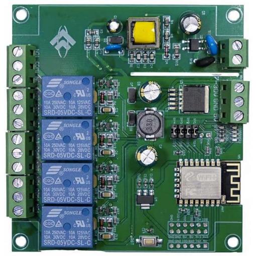 Modul 4× relé ESP8266 s WiFi ESP-12F, napájení 90–250 V AC