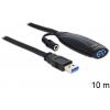 Delock USB kabel USB 3.0 USB-A zástrčka, USB-A zásuvka 10.00 m černá 83415