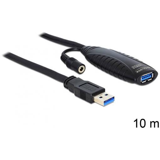 Delock USB kabel USB 3.0 USB-A zástrčka, USB-A zásuvka 10.00 m černá 83415