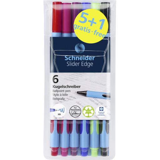 Schneider Schreibgeräte Kugelschreiber Slider Edge XB 6er Etui, sortiert, 5+1 Aktion 152284 kuličkové pero 6 ks
