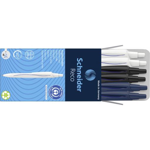 Schneider Schreibgeräte Kugelschreiber Reco 6er Pack sortiert, Mine blau 131886 kuličkové pero 6 ks