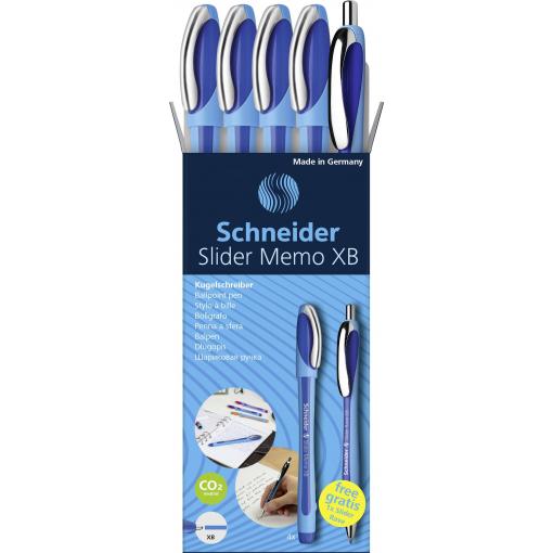Schneider Schreibgeräte Etui 4x Kugelschreiber Memo + 1x Rave blau 150275 kuličkové pero 5 ks