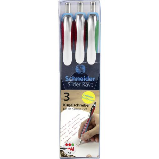 Schneider Schreibgeräte Kugelschreiber Slider Rave XB Lehrerkorrekturset 132597 kuličkové pero 3 ks