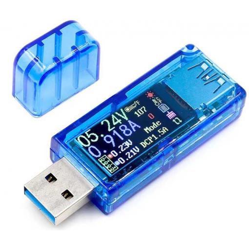 USB tester AT35, 3,7–30 V / 0–4 A, barevný LCD displej