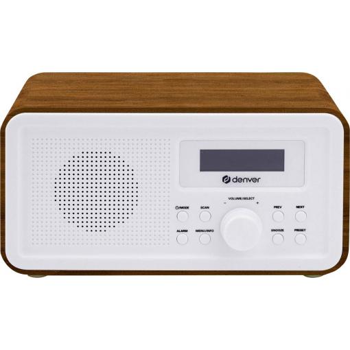 Denver DAB-30DW Dark Wood 111111000650 stolní rádio, DAB+, FM, funkce alarmu, hnědé dřevo (hedvábně matné)