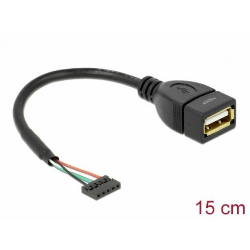 Delock USB kabel USB 2.0 USB zásuvka na desku, USB-A zásuvka 0.15 m černá 84831