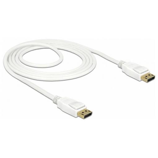 Delock DisplayPort kabel Konektor DisplayPort 1.5 m bílá 85509 pozlacené kontakty, kroucený , třížilový stíněný, 4K UHD Kabel DisplayPort