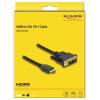 Delock DVI / HDMI kabel DVI-D 18 + 1 pól Zástrčka, Zástrčka HDMI-A 1.5 m černá 85583 třížilový stíněný, pozlacené kontakty DVI kabel
