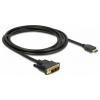 Delock DVI / HDMI kabel DVI-D 18 + 1 pól Zástrčka, Zástrčka HDMI-A 2 m černá 85584 třížilový stíněný, pozlacené kontakty DVI kabel