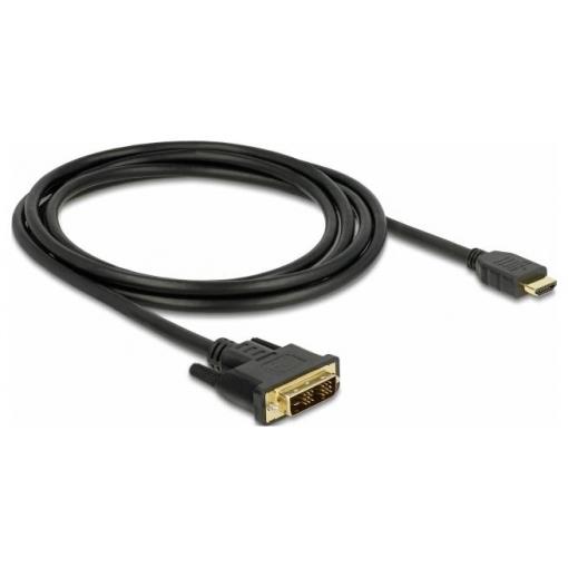 Delock DVI / HDMI kabel DVI-D 18 + 1 pól Zástrčka, Zástrčka HDMI-A 2 m černá 85584 třížilový stíněný, pozlacené kontakty DVI kabel