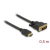 Delock HDMI / DVI kabel Zástrčka HDMI-A, DVI-D 24+1pol. Zástrčka 0.5 m černá 85651 třížilový stíněný, pozlacené kontakty HDMI kabel