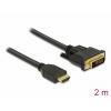 Delock HDMI / DVI kabel Zástrčka HDMI-A, DVI-D 24+1pol. Zástrčka 2 m černá 85654 třížilový stíněný, pozlacené kontakty HDMI kabel