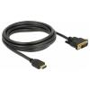 Delock HDMI / DVI kabel Zástrčka HDMI-A, DVI-D 24+1pol. Zástrčka 3 m černá 85655 třížilový stíněný, pozlacené kontakty HDMI kabel