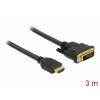 Delock HDMI / DVI kabel Zástrčka HDMI-A, DVI-D 24+1pol. Zástrčka 3 m černá 85655 třížilový stíněný, pozlacené kontakty HDMI kabel