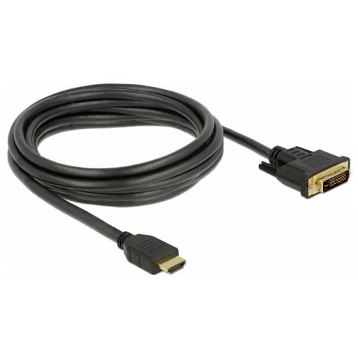 Delock HDMI / DVI kabel Zástrčka HDMI-A, DVI-D 24+1pol. Zástrčka 3 m černá 85655 třížilový stíněný, pozlacené kontakty HDMI kabel