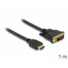 Delock HDMI / DVI kabel Zástrčka HDMI-A, DVI-D 24+1pol. Zástrčka 1 m černá 85652 třížilový stíněný, pozlacené kontakty HDMI kabel