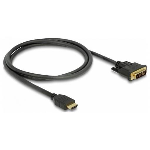 Delock HDMI / DVI kabel Zástrčka HDMI-A, DVI-D 24+1pol. Zástrčka 1 m černá 85652 třížilový stíněný, pozlacené kontakty HDMI kabel