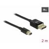 Delock Mini-DisplayPort / DisplayPort kabel Mini DisplayPort konektory, Konektor DisplayPort 2 m černá 84928 pozlacené kontakty, kroucený , třížilový stíněný,