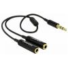 Delock 65356 jack audio kabel [1x jack zástrčka 3,5 mm - 2x jack zásuvka 3,5 mm] 25 cm černá