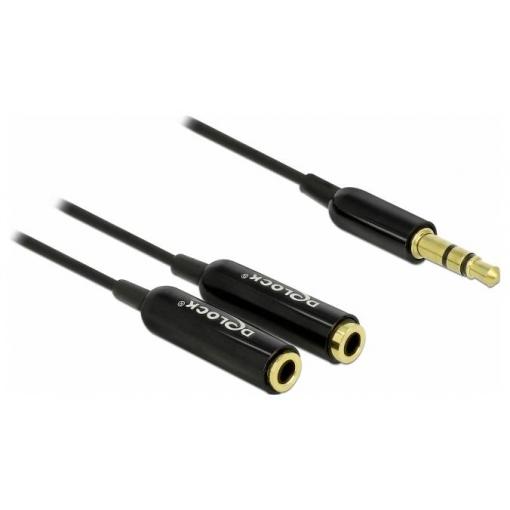 Delock 65356 jack audio kabel [1x jack zástrčka 3,5 mm - 2x jack zásuvka 3,5 mm] 25 cm černá
