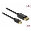 Delock Mini-DisplayPort / DisplayPort kabel Mini DisplayPort konektory, Konektor DisplayPort 3 m černá 82699 4K UHD, pozlacené kontakty Kabel DisplayPort