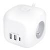 Solight 3z + USB A+C prodlužovací přívod - kostka, kabel 2m, 3 x 1mm2, bílý, vypínač   PP145C