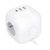 Solight 3z + USB A+C prodlužovací přívod - kostka, kabel 2m, 3 x 1mm2, bílý, vypínač   PP145C
