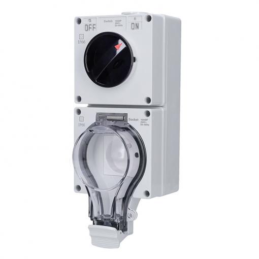 Solight zásuvka IP66 s vypínačem, vodotěsná a prachotěsná  5B351