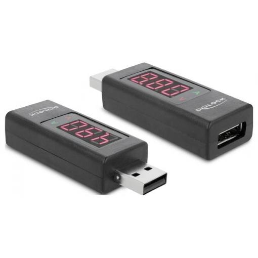 Delock USB adaptér [1x USB-A konektor - 1x USB-A zásuvka] Delock - USB-Spannungs-/Stromzähler - USB Typ A 0 mm